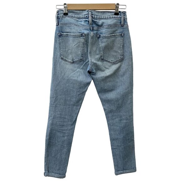 Frame Le Garcon with Rips in Beldon Jeans Distressed Light Wash Women 24 - Picture 4 of 13